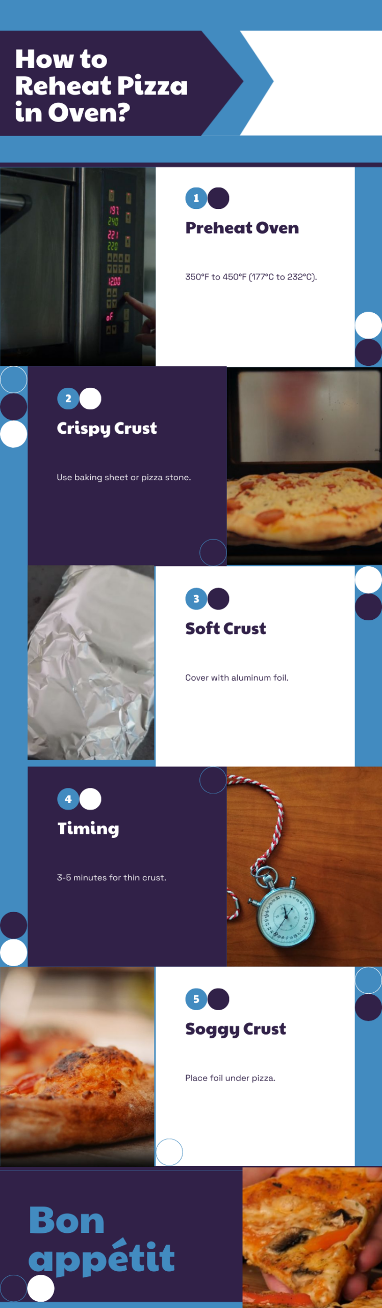 this infographic shows how to reheat pizza in oven guide