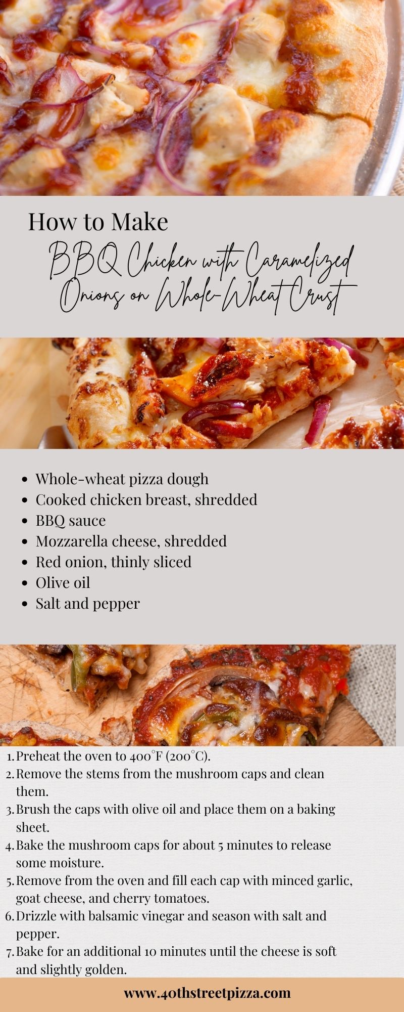 BBQ Chicken with Caramelized Onions on Whole-Wheat Crust infographic