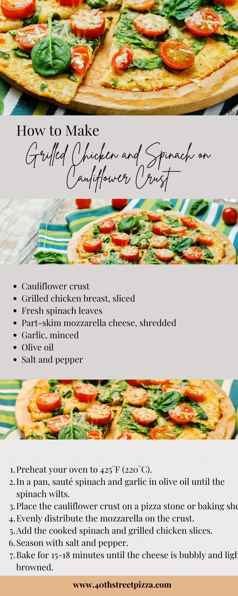 Grilled Chicken and Spinach on Cauliflower Crust infographic