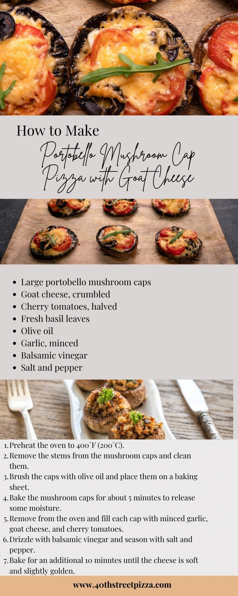 Portobello Mushroom Cap Pizza with Goat Cheese infographic