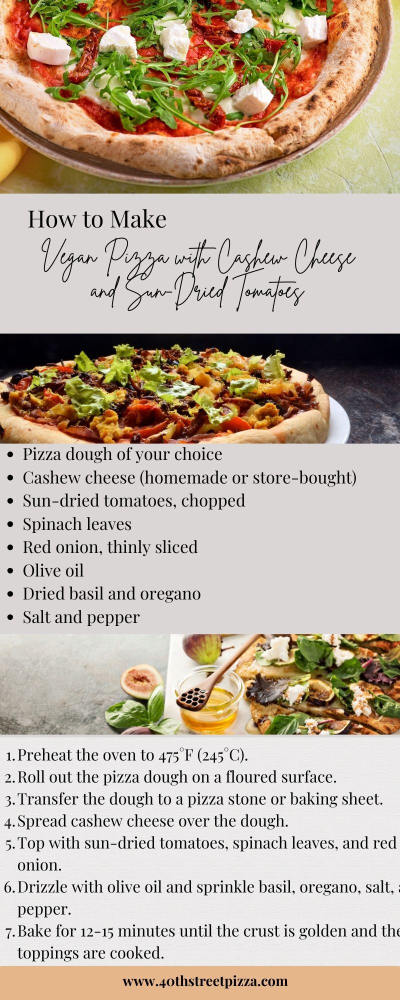 Vegan Pizza with Cashew Cheese and Sun-Dried Tomatoes infographic