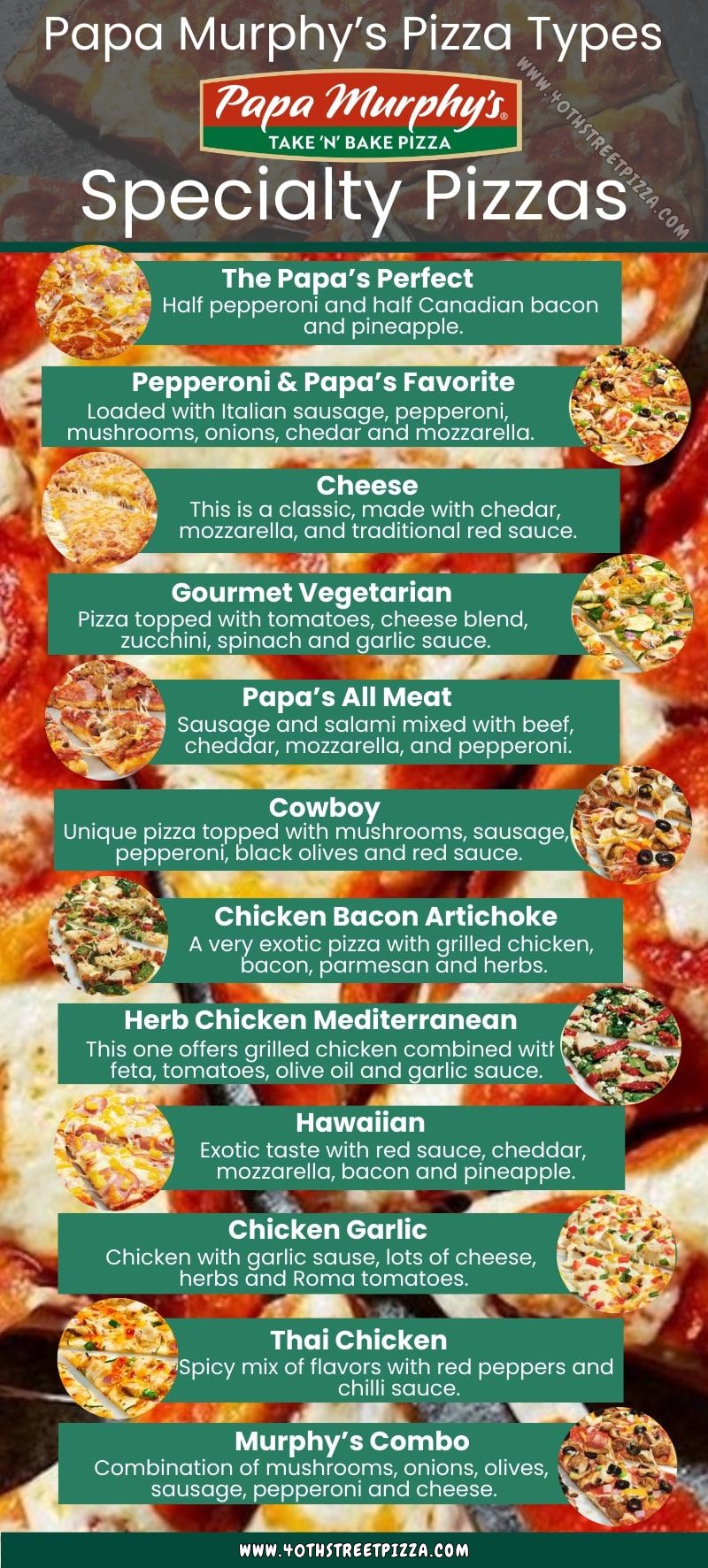 Papa Murphy Menu Specialty Pizzas